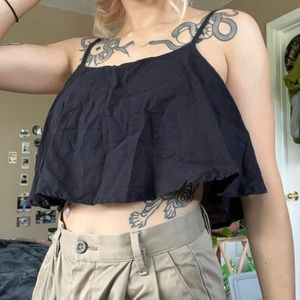 NWOT Handmade Thai Cotton Flowy Camisole in Black
